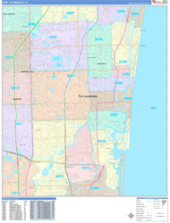 Fort Lauderdale Wall Map Color Cast Style 2024